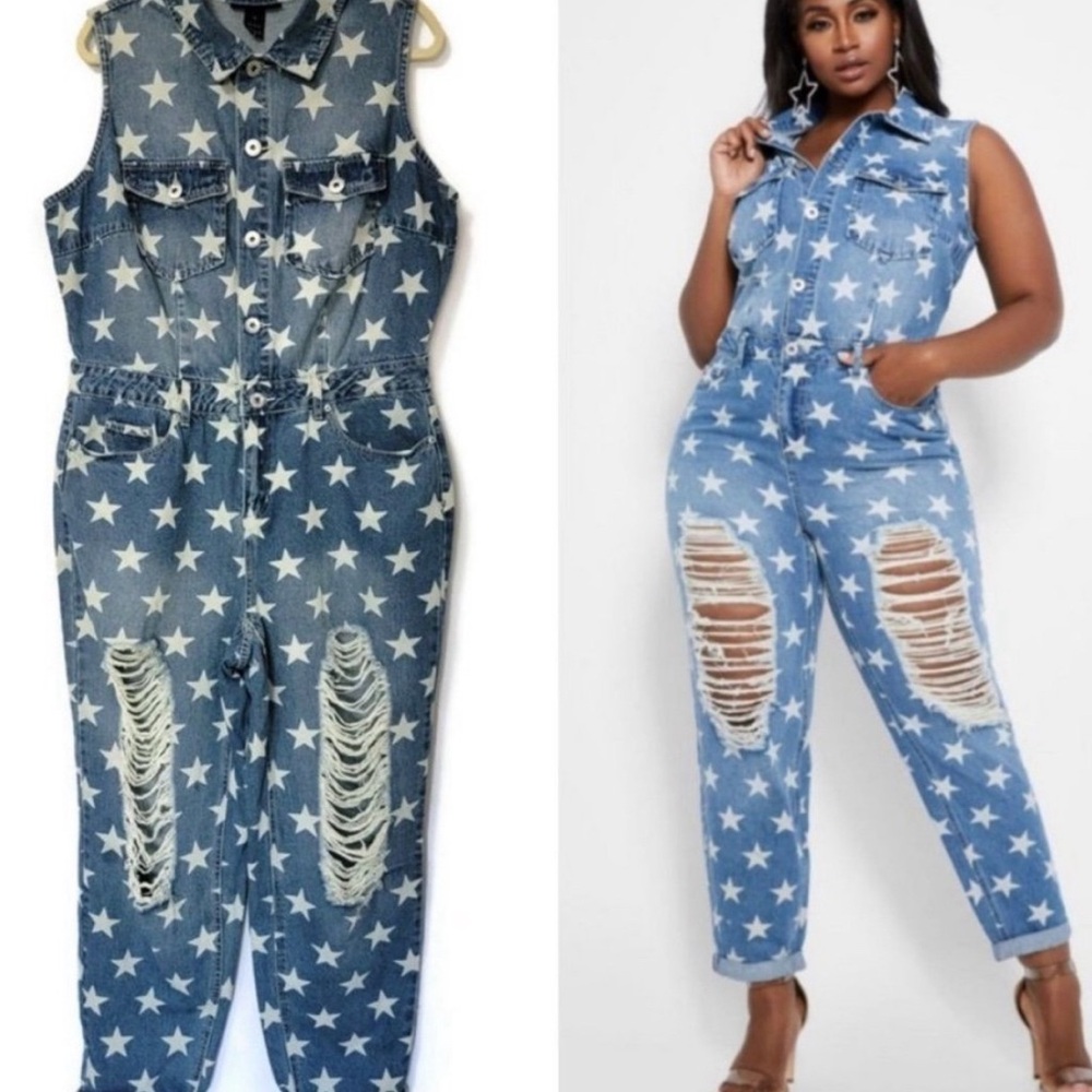 Cute denim distressed jumpsuit!